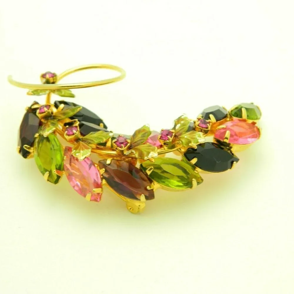 JULIANA D&E Purple Pink Green Glass Flower Enamel